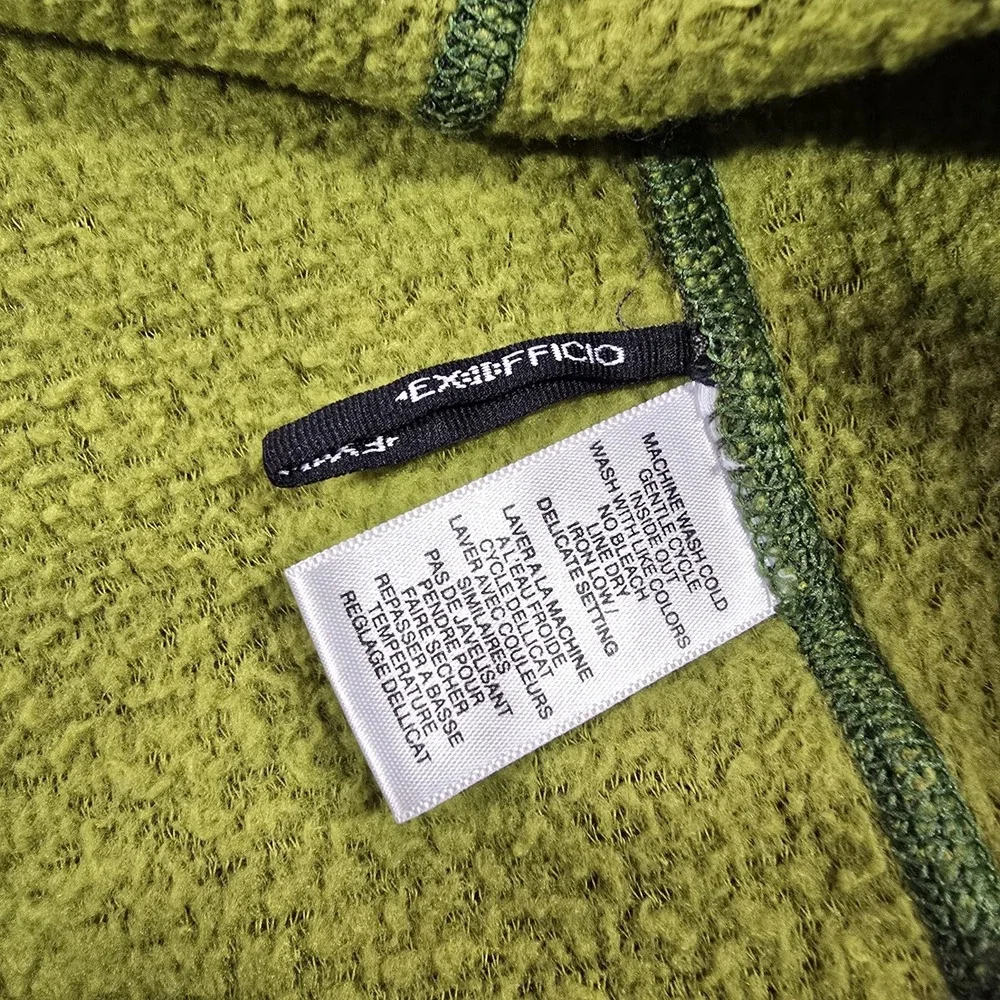 ExOfficio Sweater Mens Medium Green Wool Blend Thermal Mock Neck Henley Pullover
